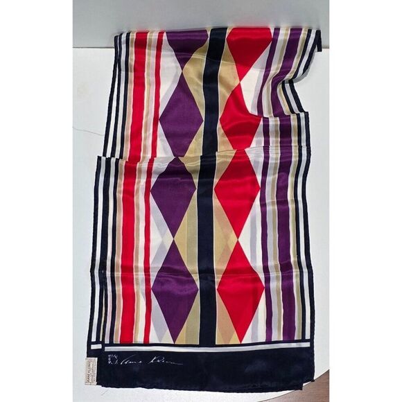 Anne Klein Vintage Silk Geometric Pattern Scarf Made In Japan old money Elegant - Picture 1 of 6